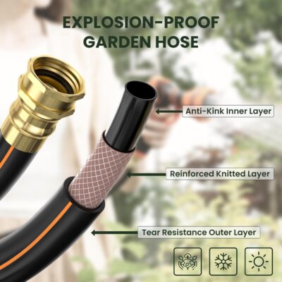 Giraffe Tools Garden Hose Splitter 2 Way with 82FT Hose Reel 1/2 Inch, Heavy Duty Ground Mount Garden Hose Reel - Image 4