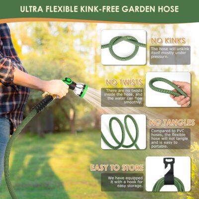 100 ft Garden Hose - Lightweight Non-Expanding Water Hose - Durable & Kink-Free - Image 5