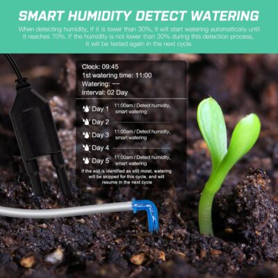 Automatic Plant Waterer Indoor Self Watering System for 15 Potted Plants, Auto Drip Irrigation Kit Programmable Water Timer with Smart Humidity Detection - Image 5