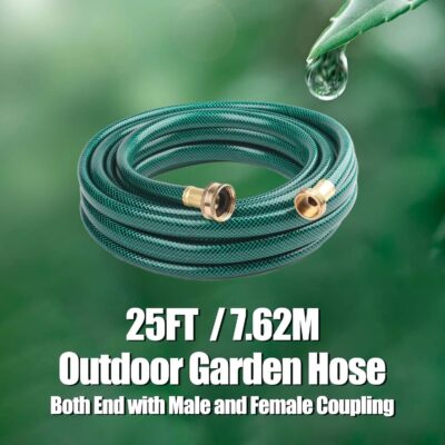 ?" x 25 ft Green Garden Hose - Heavy Duty PVC Water Hose with Brass Fittings - Leakproof & Flexible for Lawn, Boat, Outdoor Use - Image 5