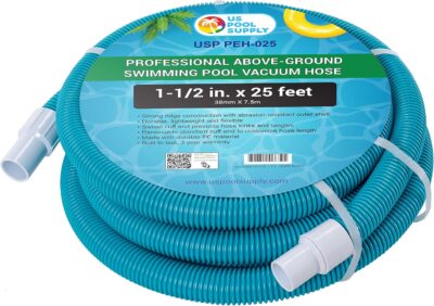 U.S. Pool Supply 1.5" x 25' Above Ground Pool Vacuum Hose - Swivel Cuff, Cut-to-Fit