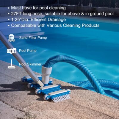 Pool Vacuum Hose With Swivel Cuff 1-1/4" Diameter 27FT Flexible Heavy Duty Pool Vacuum Cleaning Hose Perfect for Above&In Ground Swimming Pool - Image 3