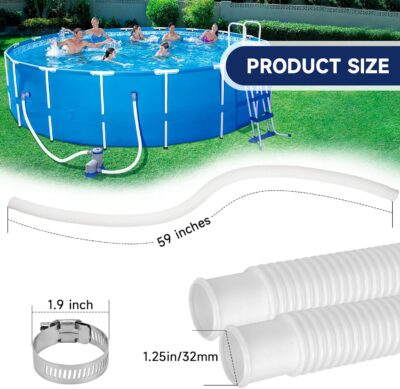 Pool Hoses for Intex Above Ground Pools - 4 Pack 1.25" x 59" Filter Pump Hose with Clamps - Image 2