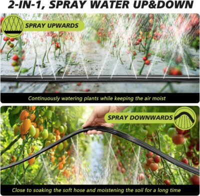 50 FT Soaker Hose 2-Pack - Flat Sprinkler Hose with Staples & Splitters - Drip Irrigation for Garden Lawn Watering - Image 3