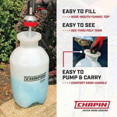 Chapin 20000 Made in USA 1 -Gallon Lawn and Garden Pump Pressured Sprayer, for Spraying Plants, Garden Watering, Weeds and Pests, Polypropylene, Translucent White - Image 2