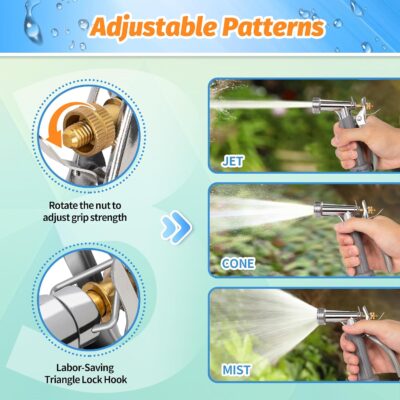 AUTOMAN Garden Hose Nozzle - High Pressure Sprayer with Adjustable Flow - Car Wash, Plant Watering, Pet Shower - Image 3