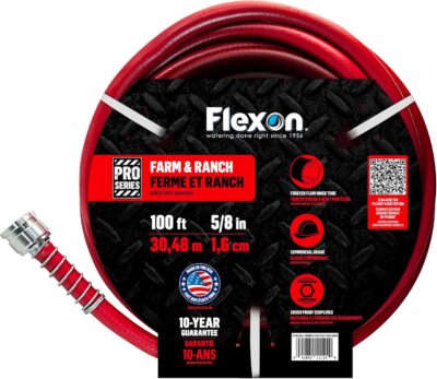 Flexon FA58100CN Farm and Ranch Garden Hose, 100 ft, Red