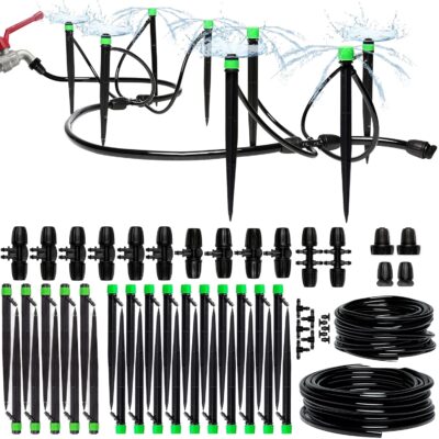 CARPATHEN Drip Irrigation System - Adjustable Premium Irrigation System for Garden, Raised Beds - Complete Drip Irrigation Kit with Drip Emitters, 5/16" and 1/4" Irrigation Tubing and Barbed Fittings