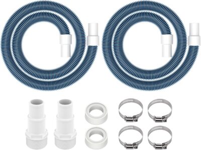 ANTOBLE 1 1/2" Swimming Pool Filter Hose Above Ground Pool Pump Hose Replacement Kit (6 Feet, 2 Hoses+4 Clamps+2 Adapters+2 Tapes)