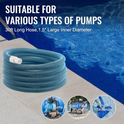 VEVOR Heavy Duty Swimming Pool Hose, 1-1/2-Inch x 30-Foot, Pool Vacuum Cleaning Hose, Compatible with Above Ground Pool In-Ground Pool Sand Filter Pump Pool Pump Pool Skimmer Various Cleaning Products - Image 3