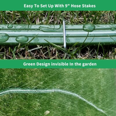 Watoo 100 FT Flat Soaker Hose - Heavy Duty Lawn Sprinkler - No Kink Garden Watering Hose with Stakes - Image 4