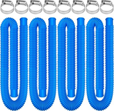 4 Pack Pool Hoses for Above Ground Pools 1.25" x 59" Replacement Pool Pump Hose Filter Pumps Hose with 8 Metal Clamps for Swimming Pool Filter Pump