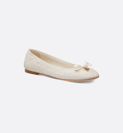 Dioramour Dior Ballet Flat White Quilted Cannage Calfskin