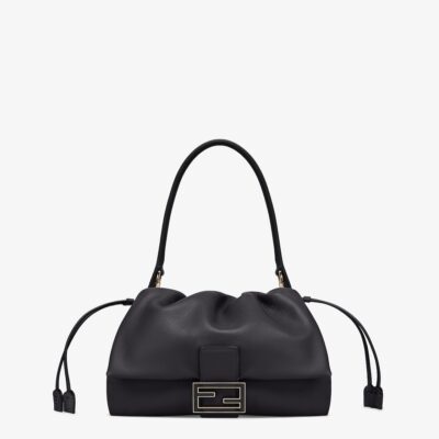 Mamma Baguette Medium Black Nappa Leather Bag