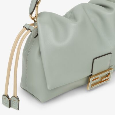 Mamma Baguette Medium Matcha Green Nnappa Leather Bag - Image 8