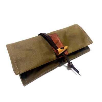 Oilskin Waxed Canvas Roll Up Pouch for a Bushcraft Fire Kit, Pipe & Tobacco or Compass. - Image 5