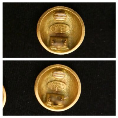 Authentic Vintage CHANEL Gold Plated CC Clip On Earrings - Image 4