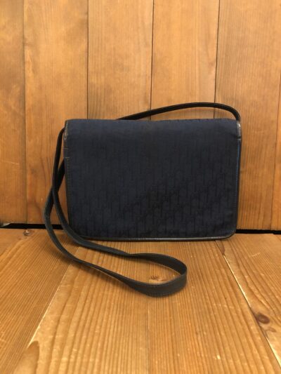 Authentic Vintage CHRISTIAN DIOR Navy Trotter Jacquard Shoulder Bag - Image 2