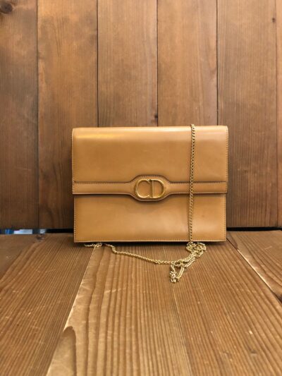 Authentic Vintage CHRISTIAN DIOR Leather Chain Bag Beige - Image 2