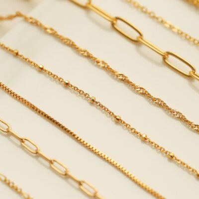 Dainty Gold Bracelet, Simple Chain Bracelet, Thin Gold Bracelet, Figaro Curb Beaded Chain Bracelet, Jewelry Gift for Women, Gift for Mom - Image 4