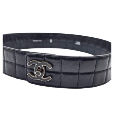 Authentic Vintage CHANEL Chocolate Bar Turnlock Leather Belt Silver Hardware - Image 3