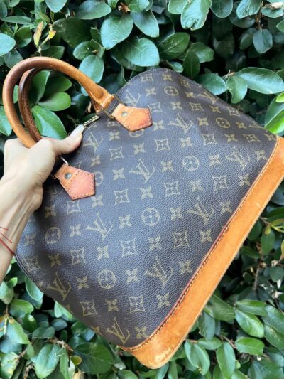 Authentic LOUIS VUITTON Alma Hand Bag Vintage Monogram Coated Canvas Brown LV Logo Purse - louis vuitton Pre owned lv BA0935 Made in France - Image 3