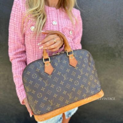 Authentic LOUIS VUITTON Alma Hand Bag Vintage Monogram Coated Canvas Brown LV Logo Purse - louis vuitton Pre owned lv BA0935 Made in France - Image 2