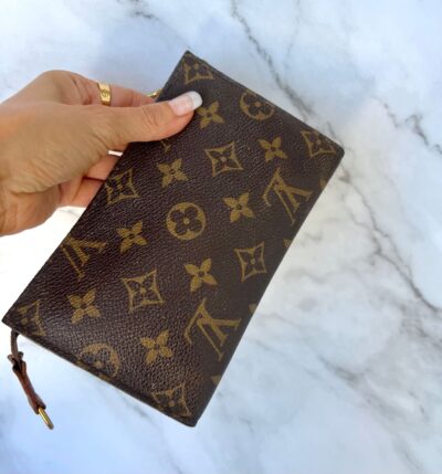 Authentic LOUIS VUITTON Clutch Accessory Pouch Monogram Canvas Brown Vintage Collectible Small Purse LV FL0030 Made in 2000 - Image 3