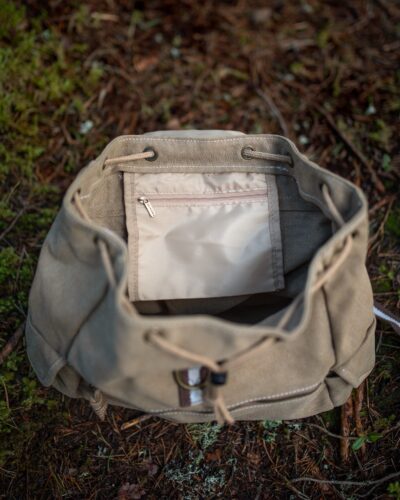 Vintage Hiking Backpack - Adventure Beige Backpack - Vintage Canvas Backpack - Backpack for adventures - Recycled Backpack - gift for hiker - Image 4