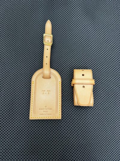 Authentic Vintage LOUIS Vuitton Vachetta Luggage Tag and Poignet with T.T Initials - Image 2