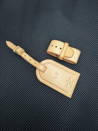 Authentic Vintage LOUIS VUITTON Vachetta Luggage Tag & Poignet T.T Initials - Rare Find! - Image 4