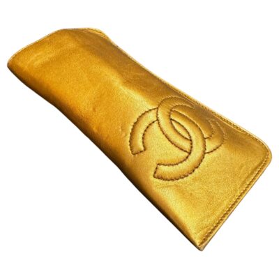 Authentic Vintage CHANEL Lambskin Leather Glasses Pouch Copper Gold - Image 3