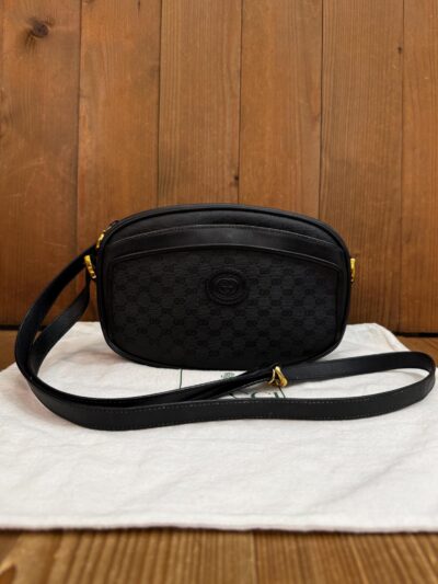 Authentic Vintage GUCCI Micro GG Monogram Canvas Crossbody Bag Black Small - Image 2