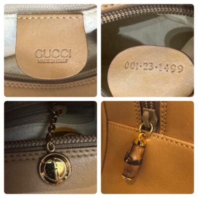 Authentic Vintage GUCCI Bamboo Chain Crossbody Bag Calfskin Leather Beige - Image 4