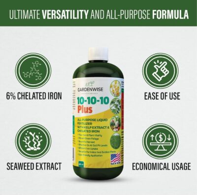 GARDENWISE 10-10-10 Liquid Fertilizer - All Purpose Plants + Seaweed Kelp - Grow Strong! - Image 5