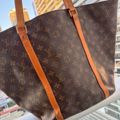 LOUIS VUITTON Vintage  Monogram Sac Shopping Bag Tote LV Brown Canvas Made in France - Image 2