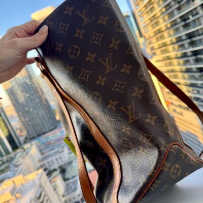 LOUIS VUITTON Vintage  Monogram Sac Shopping Bag Tote LV Brown Canvas Made in France - Image 3