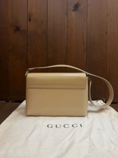 Authentic Vintage GUCCI Small Leather Shoulder Bag Beige Gold - Image 2