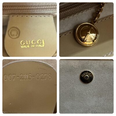 Authentic Vintage GUCCI Small Leather Shoulder Bag Beige Gold - Image 5