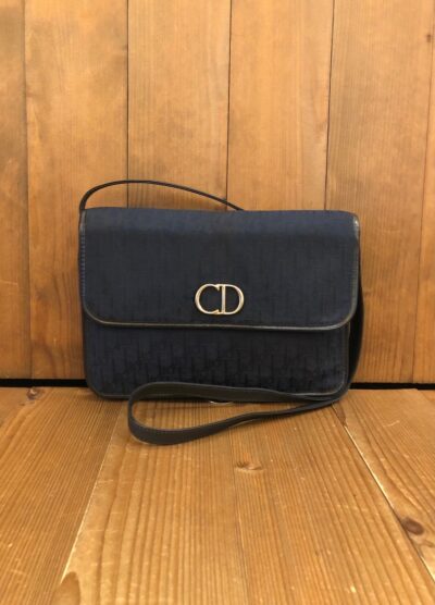 Authentic Vintage CHRISTIAN DIOR Navy Trotter Jacquard Shoulder Bag