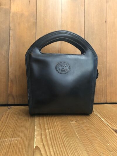 Authentic Vintage GUCCI Mini Book Tote Bag Leather Black