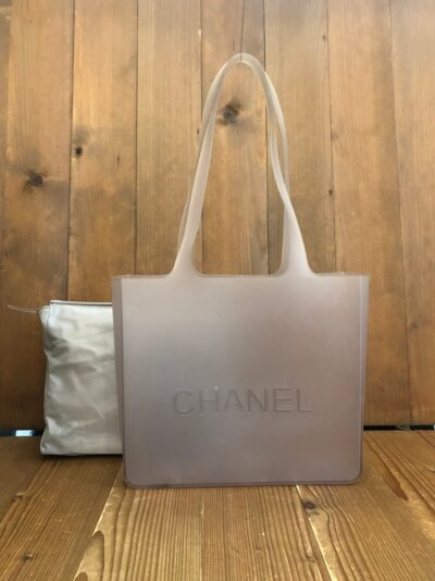 Authentic Vintage CHANEL Jelly Tote Bag with Pouch Gray PM