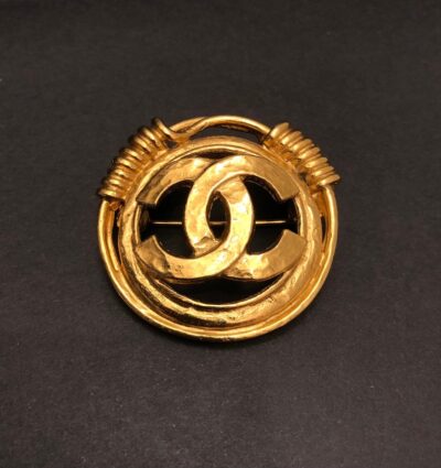 Authentic Vintage CHANEL Gold Toned CC Brooch