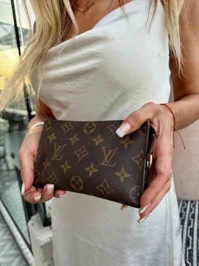 Authentic LOUIS VUITTON Clutch Accessory Pouch Monogram Canvas Brown Vintage Collectible Small Purse LV FL0030 Made in 2000