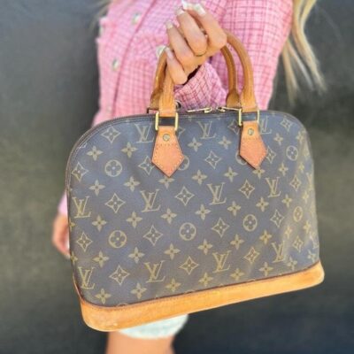 Authentic LOUIS VUITTON Alma Hand Bag Vintage Monogram Coated Canvas Brown LV Logo Purse - louis vuitton Pre owned lv BA0935 Made in France